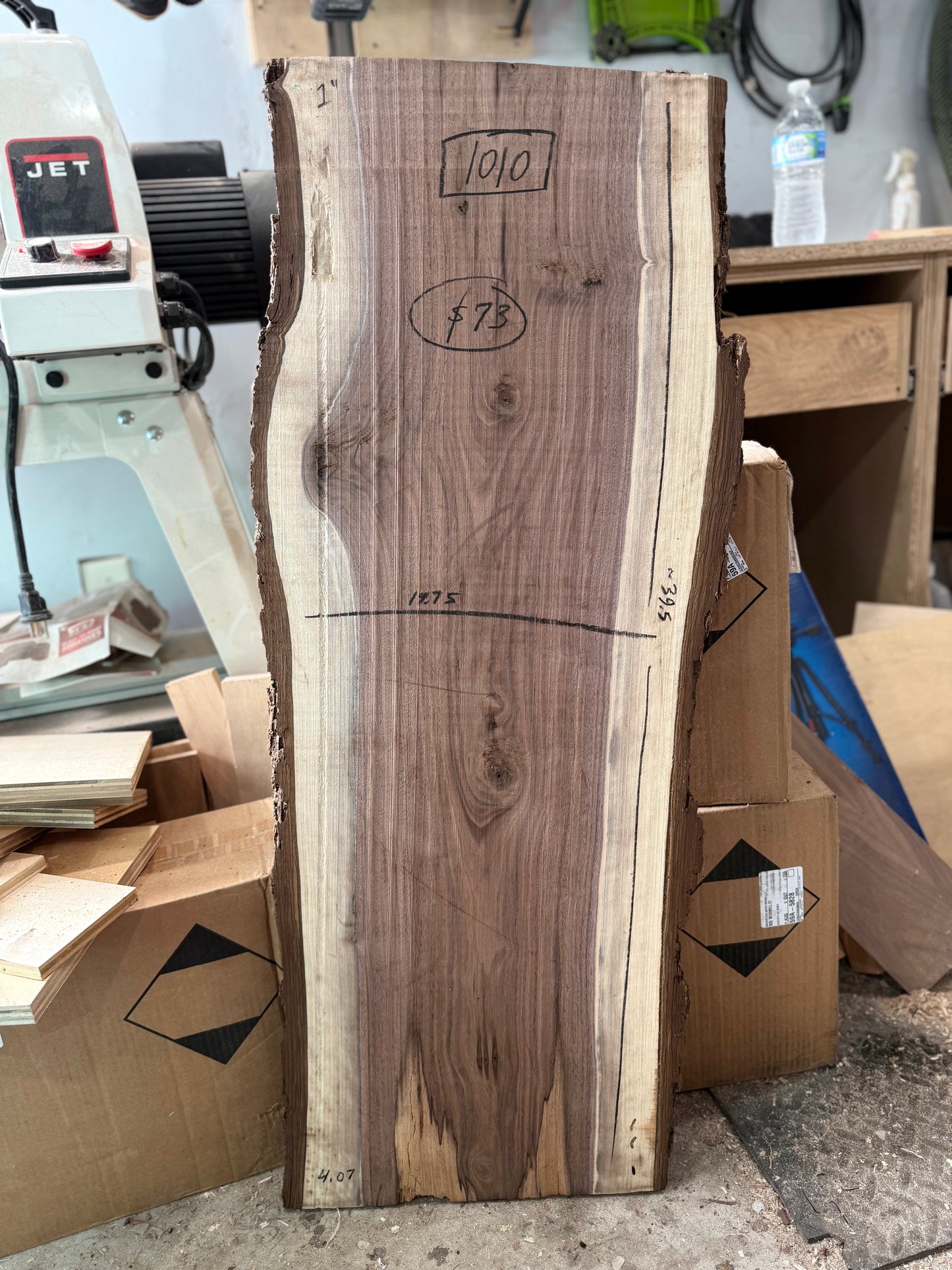 1010 | “FINISHED” Black Walnut Live Edge Slab - (Hurricane Helene Collection)