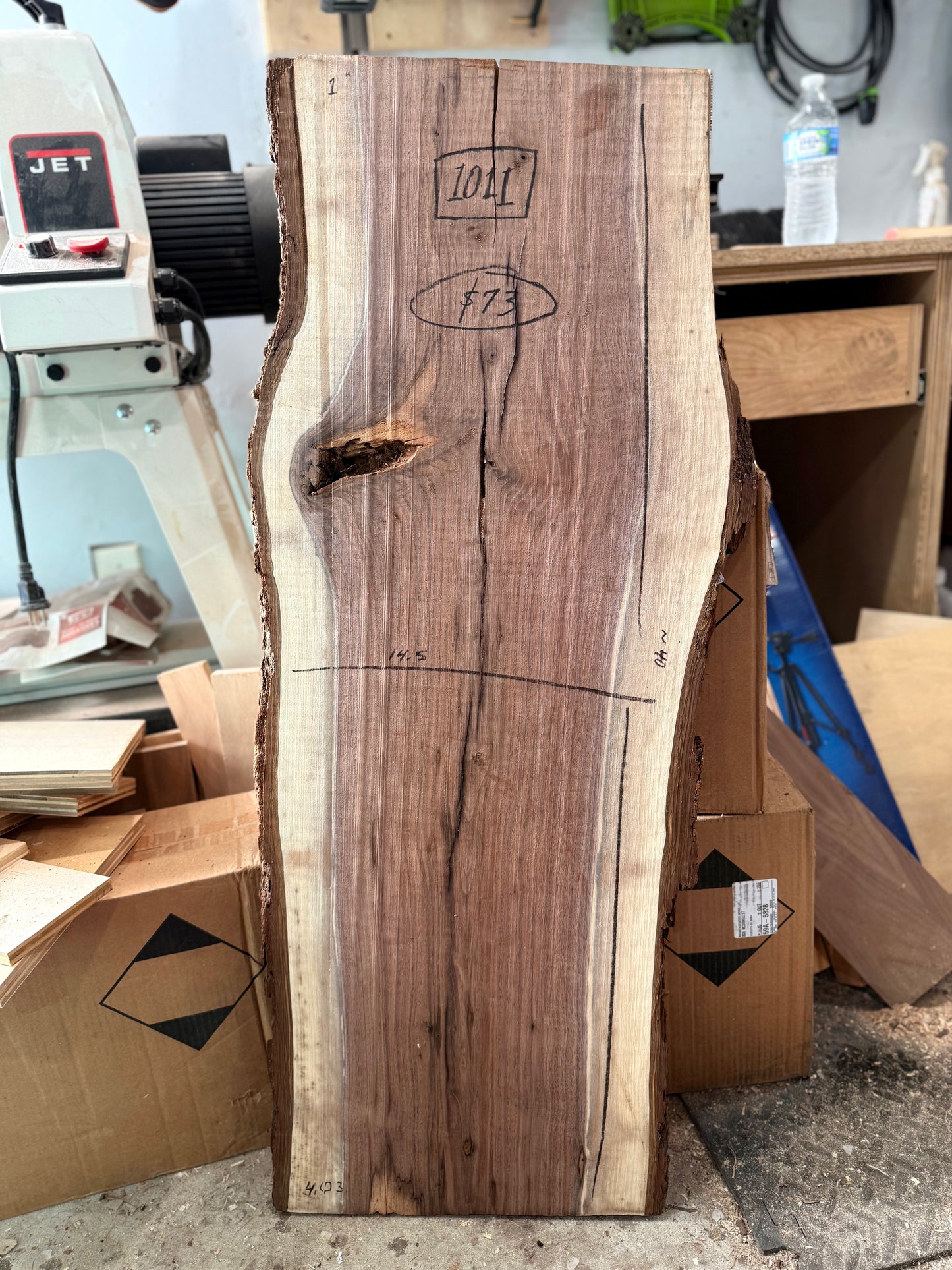 1011 | “FINISHED” Black Walnut Live Edge Slab - (Hurricane Helene Collection)