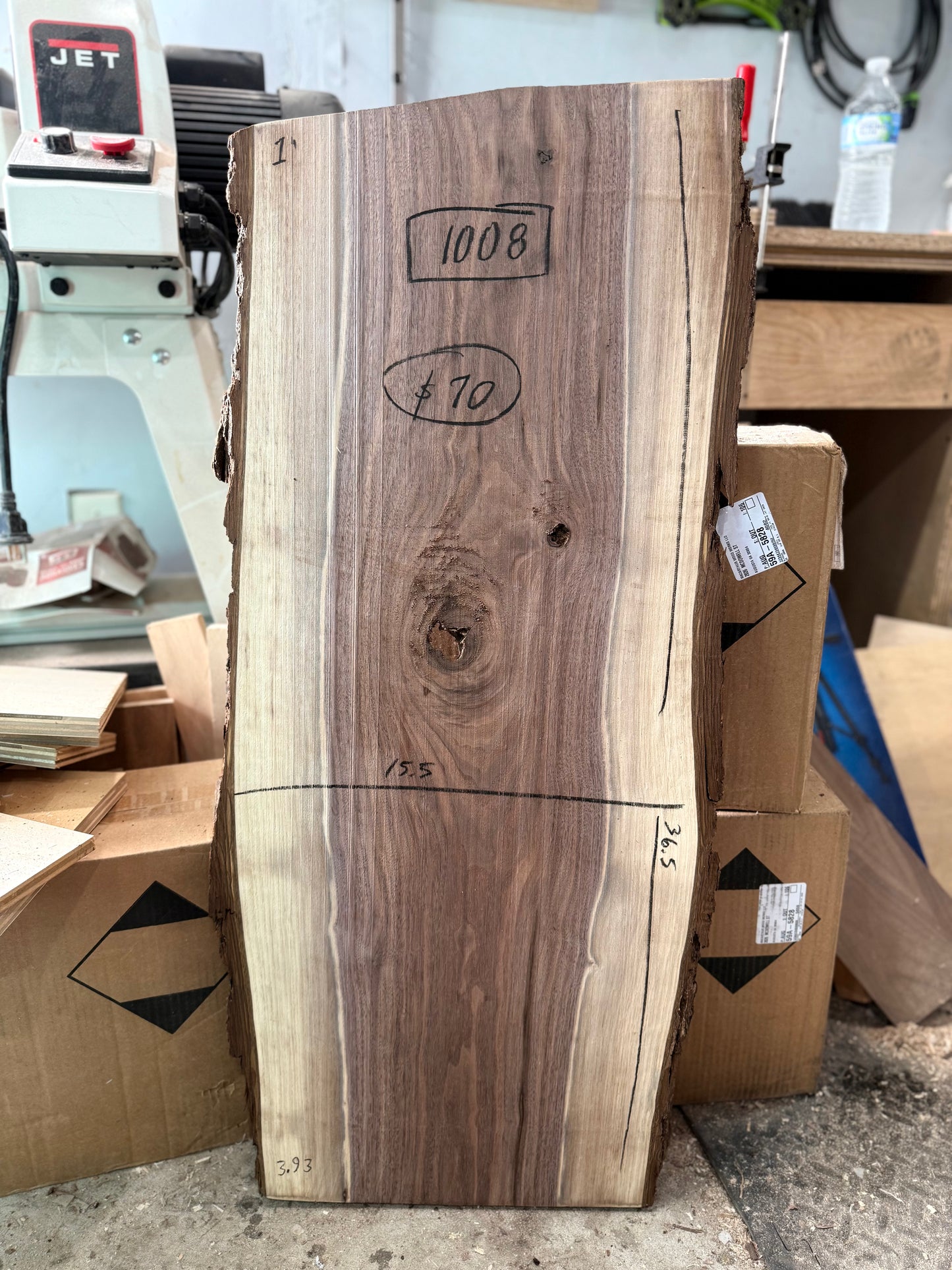 1008 | “FINISHED” Black Walnut Live Edge Slab - (Hurricane Helene Collection)