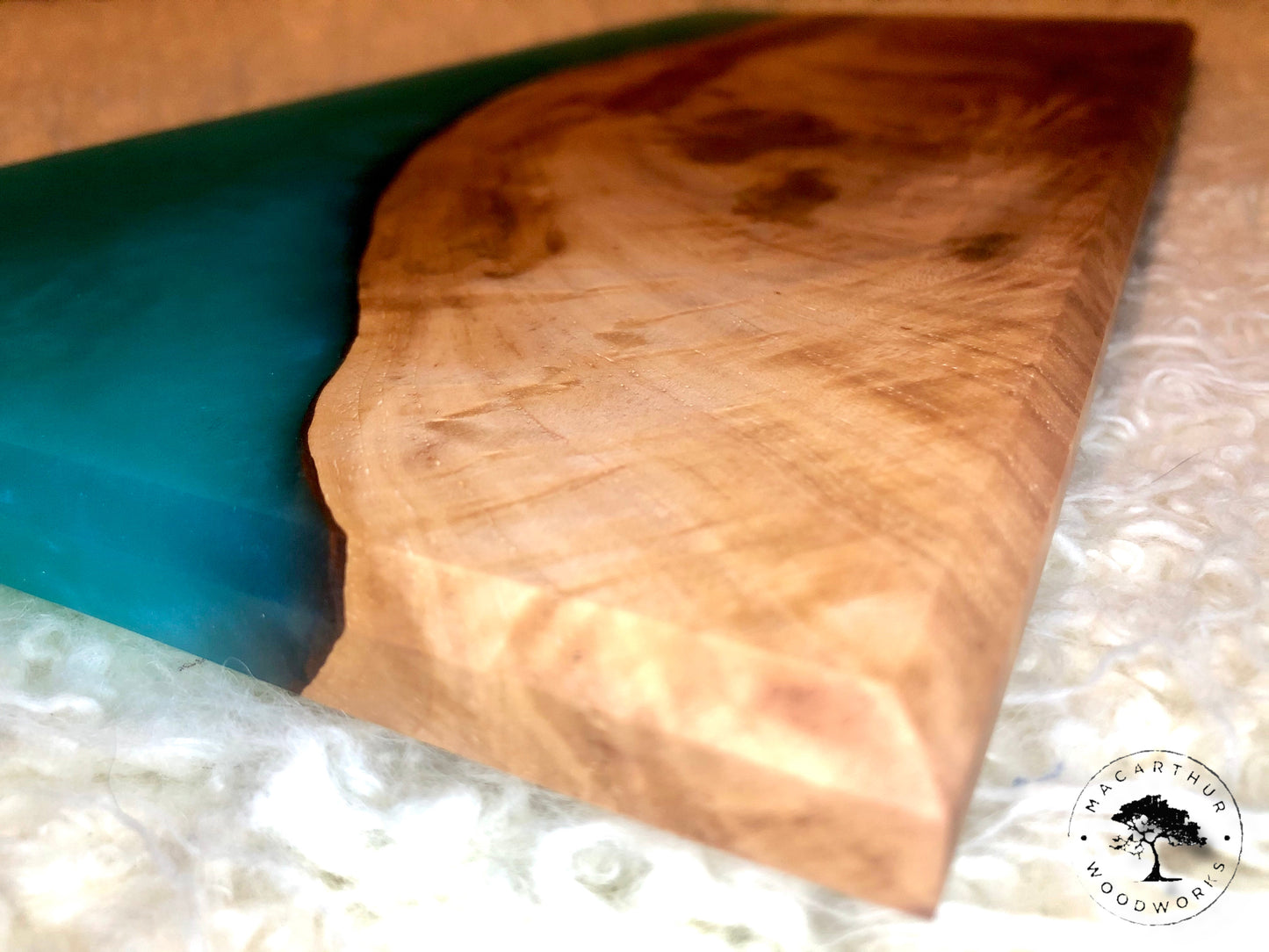 Figured Pecan/Turquoise Resin Charcuterie Board