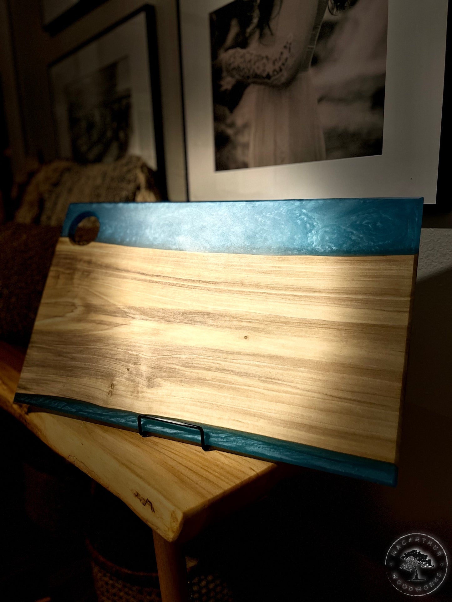 Poplar / Blue Resin Charcuterie Board