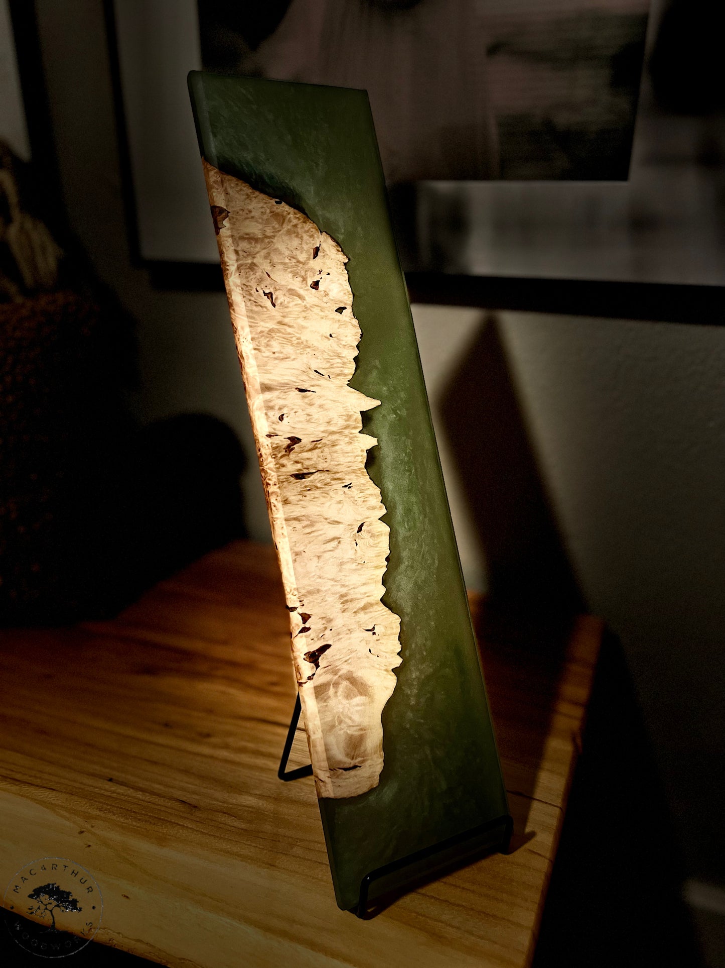 Maple Burl / Green Resin Serving Board