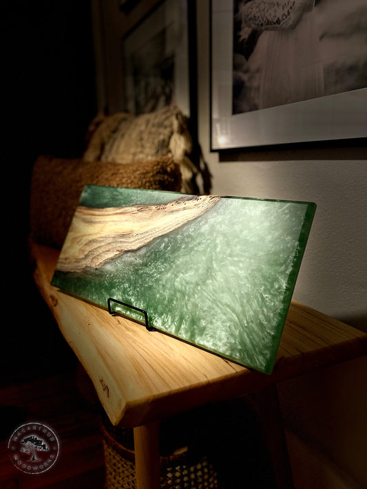 Honey Locust / Green Resin Charcuterie Board