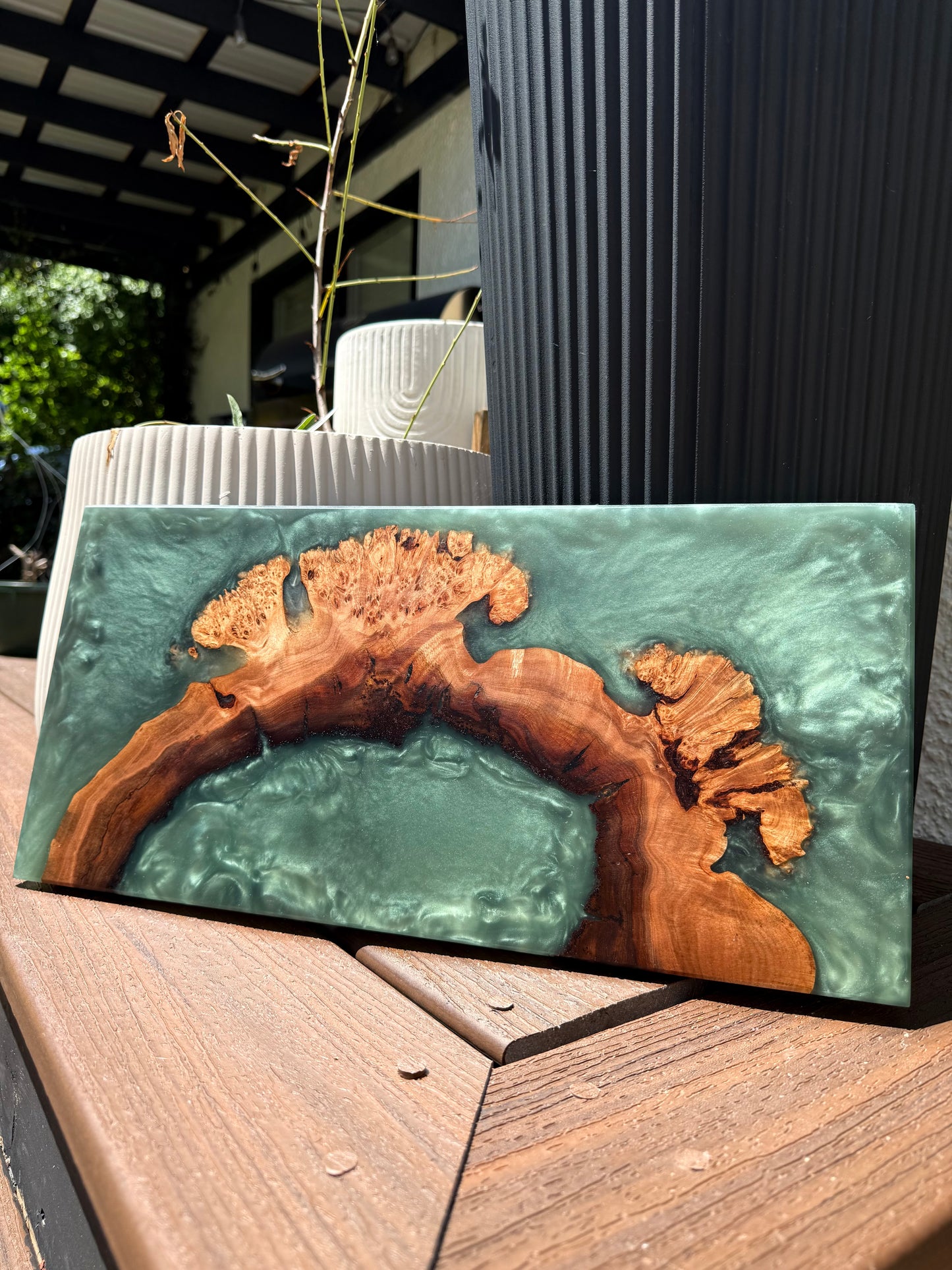 Maple Burl | Dark Green Resin Charcuterie Board