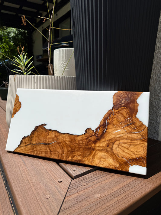 Olivewood | White Resin Charcuterie Board