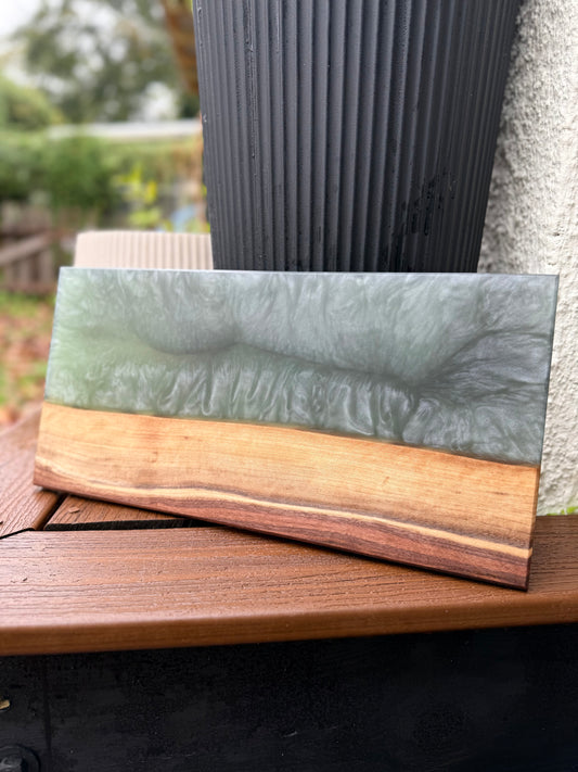 Black Walnut | Dark Green Resin Charcuterie Board - Hurricane Helene Collection