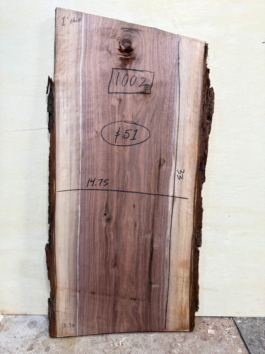 1002 | “FINISHED” Black Walnut Live Edge Slab - (Hurricane Helene Collection)