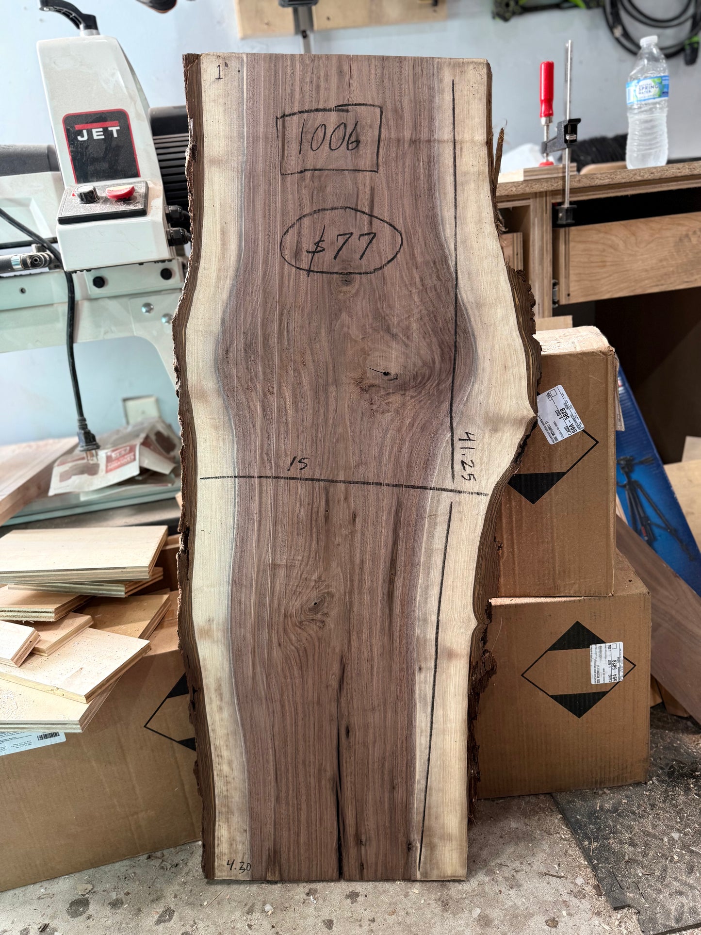 1006 | “FINISHED” Black Walnut Live Edge Slab - (Hurricane Helene Collection)