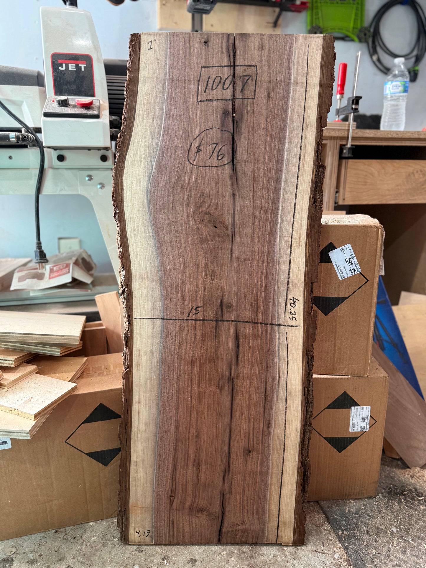 1007 | “FINISHED” Black Walnut Live Edge Slab - (Hurricane Helene Collection)