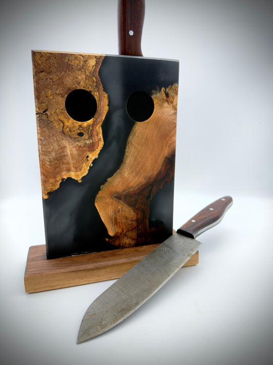 Magnetic Knife Block || Maple Burl/ Black Epoxy