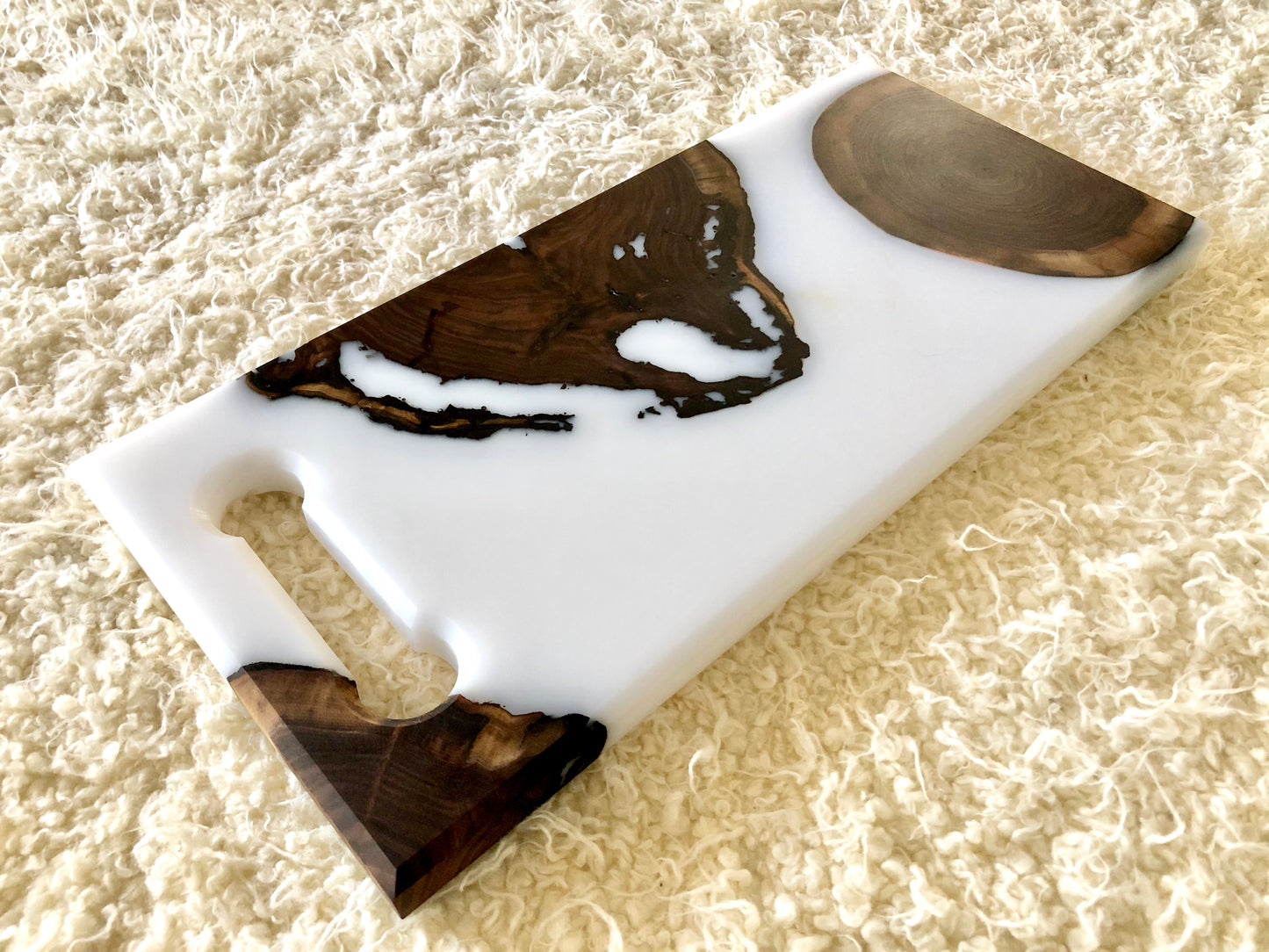 "Milk & Cookies" Board (Black Walnut Cookies w/ Super White Resin) (Custom Order)