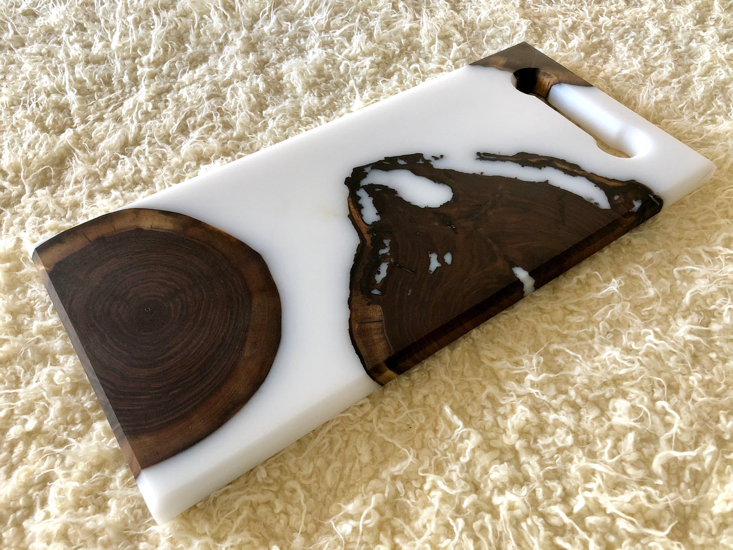 "Milk & Cookies" Board (Black Walnut Cookies w/ Super White Resin) (Custom Order)