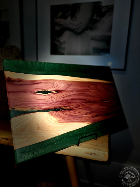 Red Cedar / Green Resin Charcuterie Board