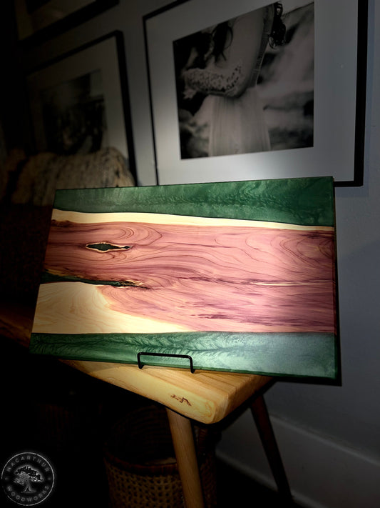 Red Cedar / Green Resin Charcuterie Board