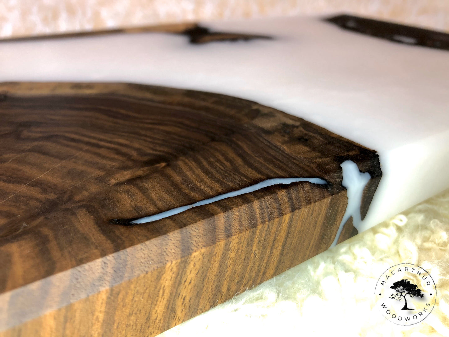 "Milk & Cookies" Board (Black Walnut Cookies w/ Super White Resin) (Custom Order)