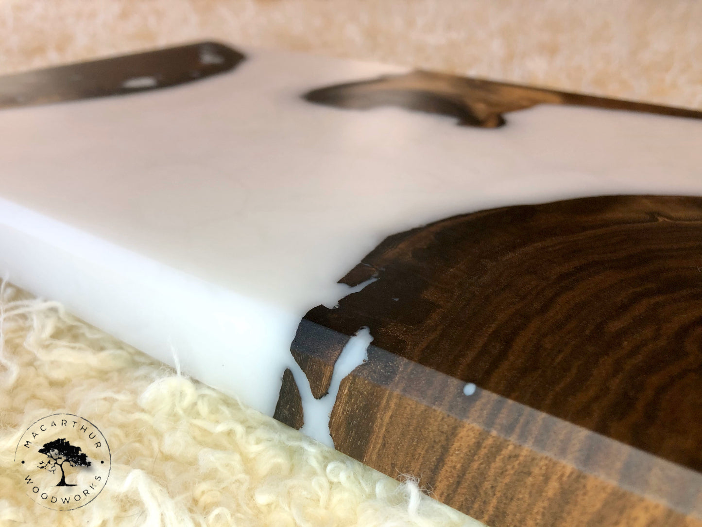 "Milk & Cookies" Board (Black Walnut Cookies w/ Super White Resin) (Custom Order)