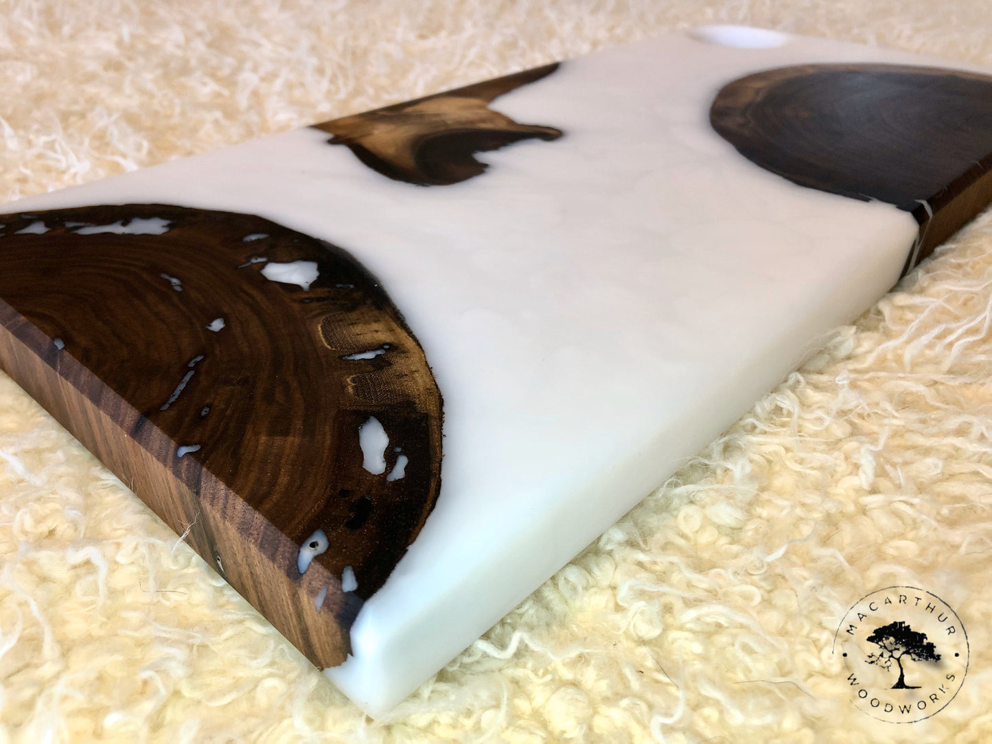 "Milk & Cookies" Board (Black Walnut Cookies w/ Super White Resin) (Custom Order)